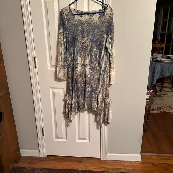 2pc Elegant Blue and Cream Women's Skirt Set - Picture 3 of 5